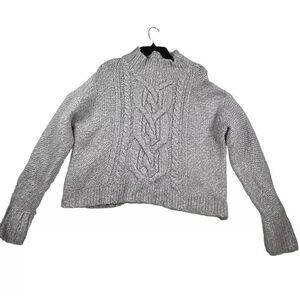 Duffy Womens  Mock Turtleneck Sweater Gray‎ Wool Large Chunky Knit Fisherman